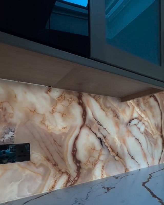 Glowing under the cabinets, fitted by Marvell Glass